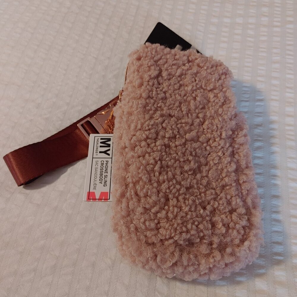 NWT MY TAGALONGS SHERPA PHONE SLING CROSSBODY